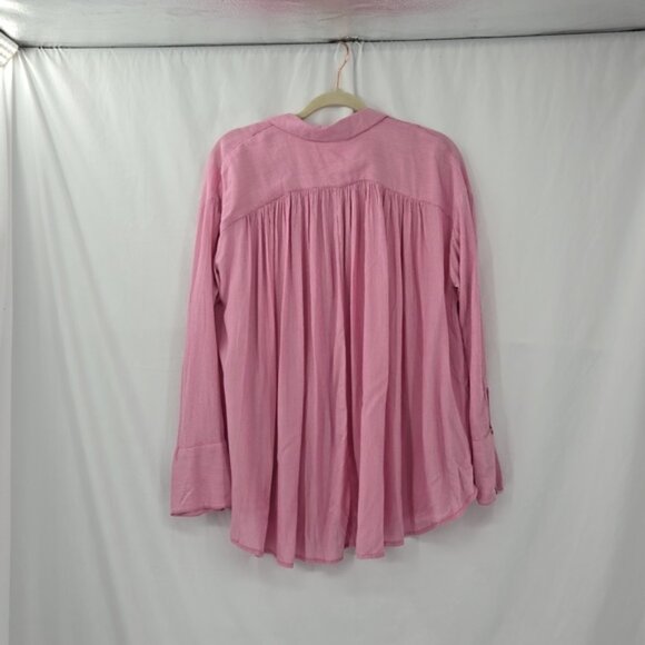 Free People Womens Magic Breeze Oversized Button Front Shirt Pink Size XS - Picture 9 of 15